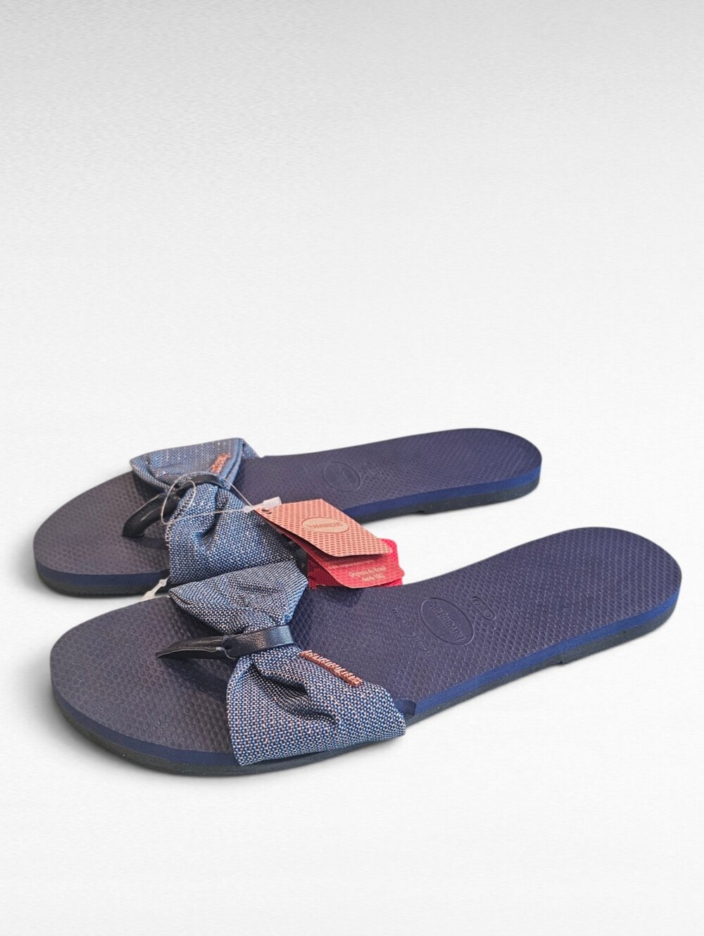 Havaianas You St Tropez Shine Bow Flip Flops Navy Blue Size 11/12W
